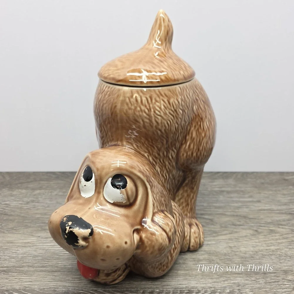 Vintage McCoy Brown Hound Dog Cookie Jar #0272 Canister